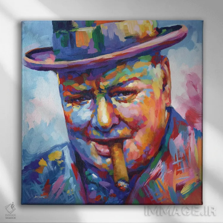 تابلو وینستون چرچیل اثر لئون دوونیس - نمای روبهرو روی دیوار