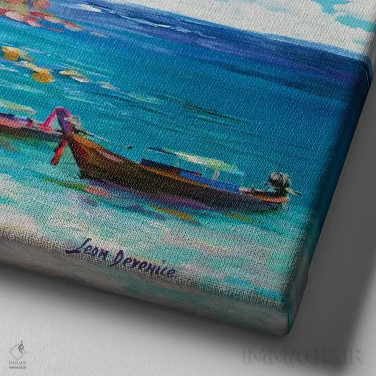 تابلو رویای هاوایی اثر لئون دوونیس - نمای نزدیک بافت بوم