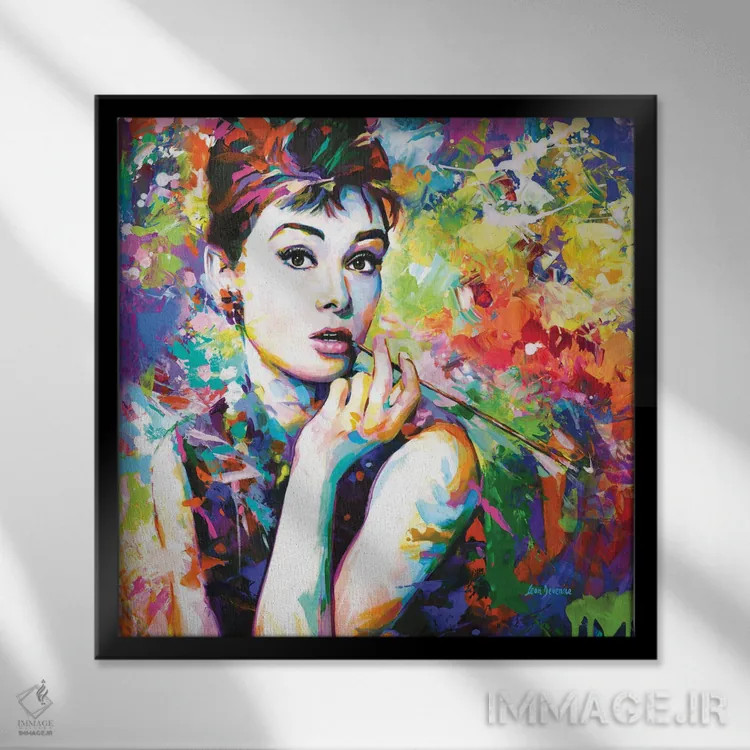 تابلو آدری هپبورن ۲ اثر لئون دوونیس - نمای قابدار مشکی