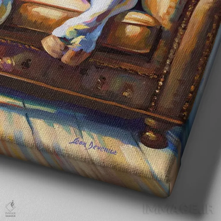 تابلو روز تعطیل گاو اثر لئون دوونیس - نمای نزدیک بافت بوم