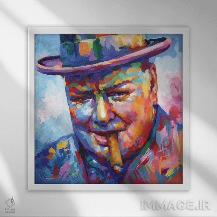 تابلو وینستون چرچیل اثر لئون دوونیس - نمای قابدار سفید