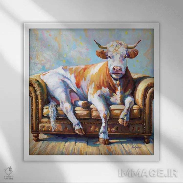 تابلو روز تعطیل گاو اثر لئون دوونیس - نمای قابدار سفید