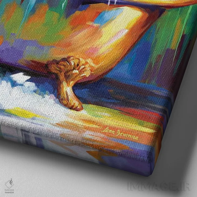 تابلو خرس شاد در وان حمام اثر لئون دوونیس - نمای نزدیک بافت بوم