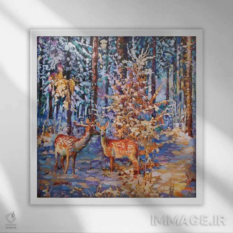 تابلو بوسهای لطیف اثر لئون دوونیس - نمای قابدار سفید