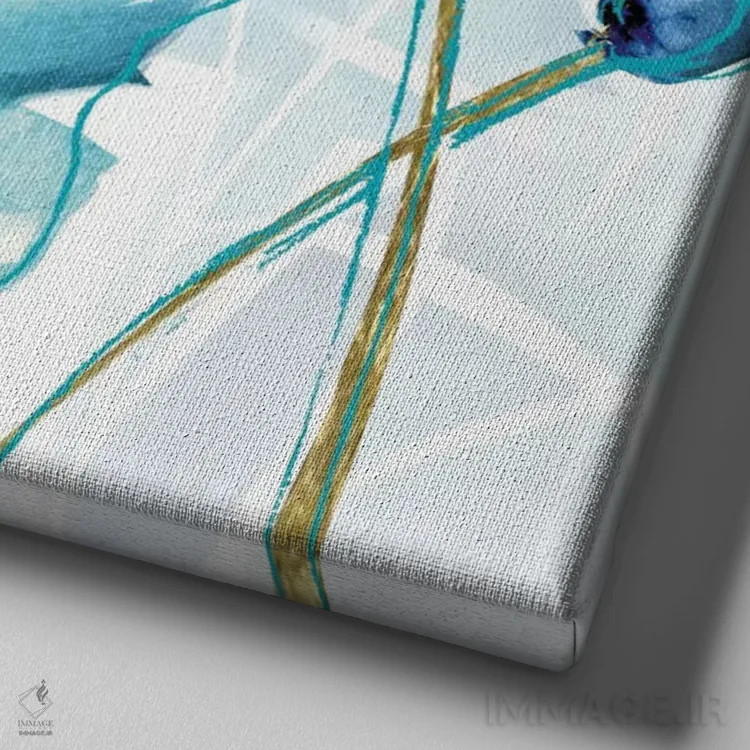 تابلو شقایق بهاری آبی ۲ اثر ماریا دونوان - نمای نزدیک بافت بوم