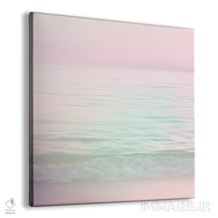 تابلو منظرهٔ دریایی به رنگ صورتی ملایم و رویاگون (مربع) ۱ اثر دومینیک واری - نمای پرسپکتیو محصول