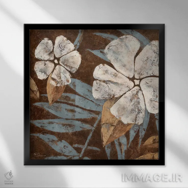 تابلو گلها روی شکلات ۲ اثر ماریا دونوان - نمای قابدار مشکی