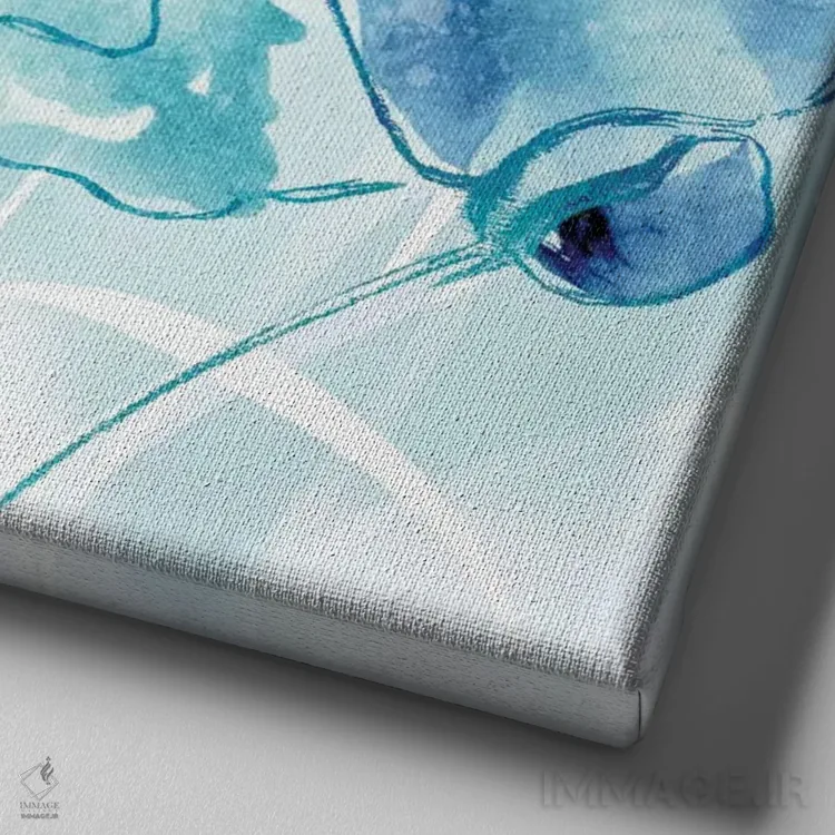 تابلو شقایق بهاری آبی ۱ اثر ماریا دونوان - نمای نزدیک بافت بوم