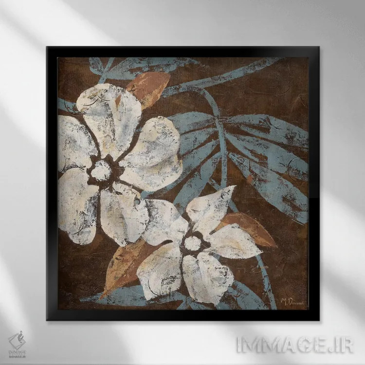 تابلو گلها روی شکلات ۱ اثر ماریا دونوان - نمای قابدار مشکی