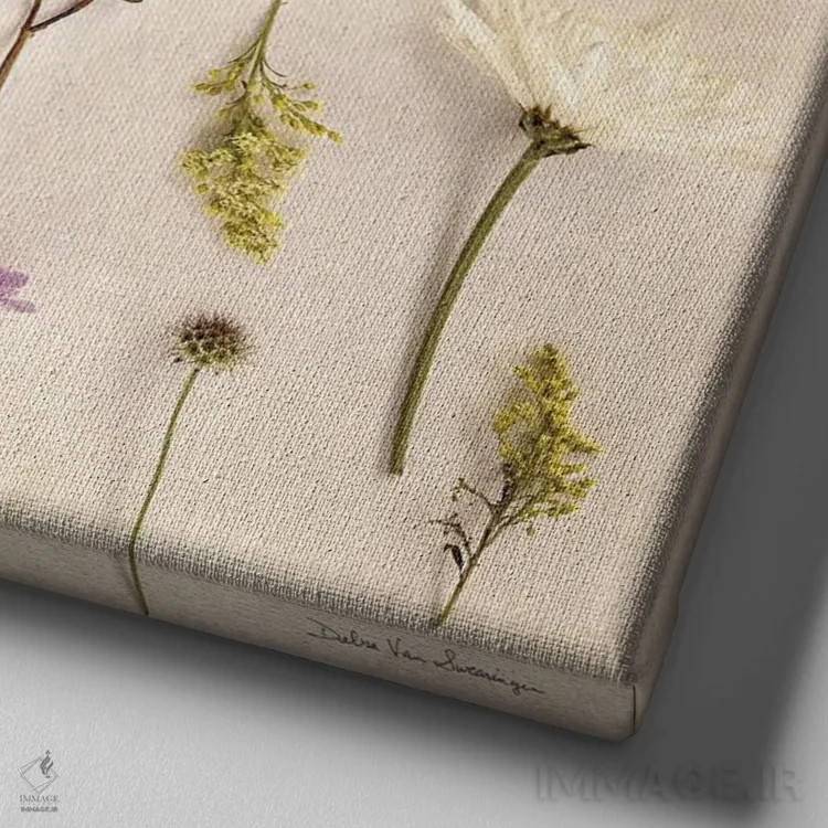 تابلو گلهای کلبهای ۲ (بدون صدف) اثر دبرا ون سوارینجن - نمای نزدیک بافت بوم