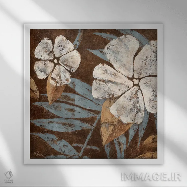 تابلو گلها روی شکلات ۲ اثر ماریا دونوان - نمای قابدار سفید