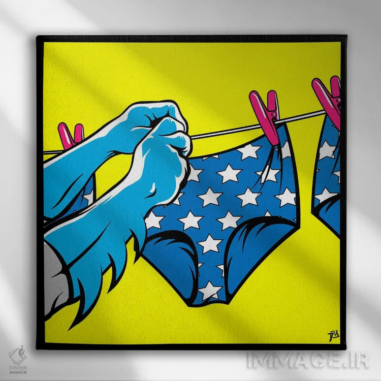 تابلو رختشویی بتمن اثر داوی آلوِس - نمای روبهرو روی دیوار