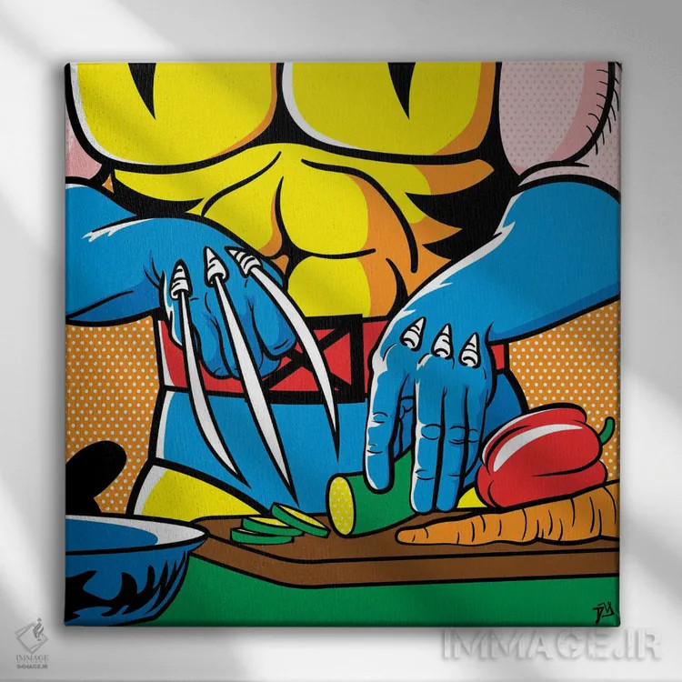 تابلو سالاد برسرکر (غضبآلود) اثر داوی آلوِس - نمای روبهرو روی دیوار