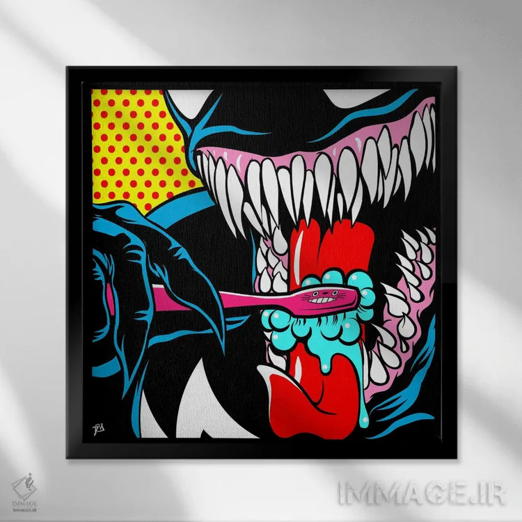 تابلو یک دهان بزرگ و تمیز I اثر داوی آلوِس - نمای قابدار مشکی