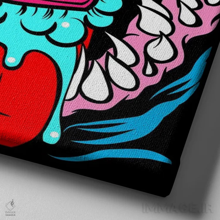 تابلو یک دهان بزرگ و تمیز I اثر داوی آلوِس - نمای نزدیک بافت بوم