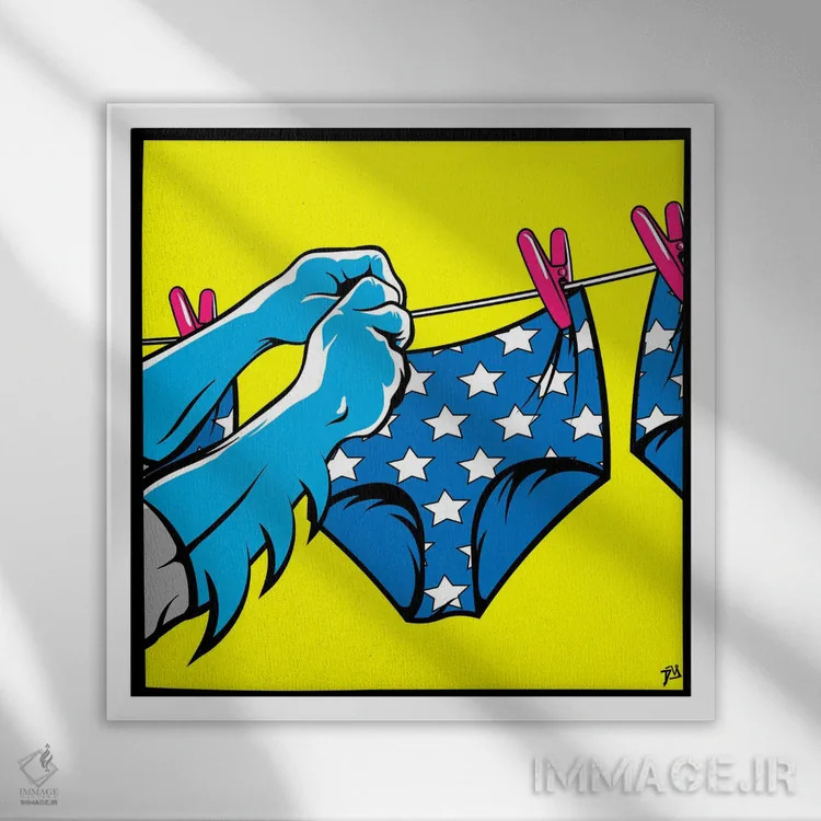 تابلو رختشویی بتمن اثر داوی آلوِس - نمای قابدار سفید