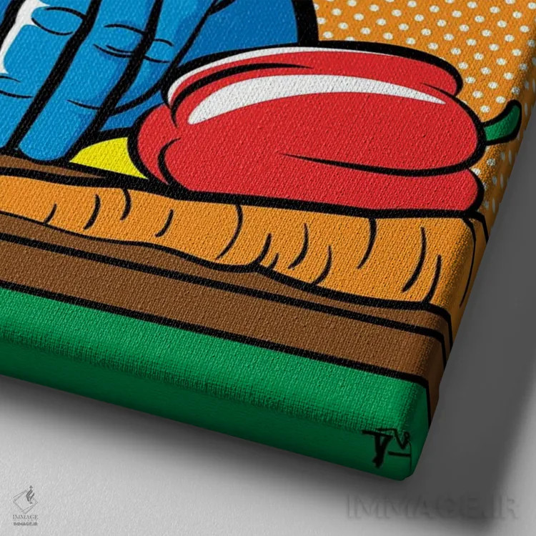 تابلو سالاد برسرکر (غضبآلود) اثر داوی آلوِس - نمای نزدیک بافت بوم