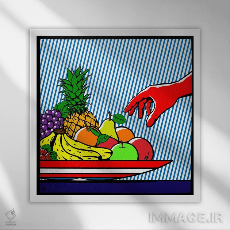 تابلو کاسه میوه آمریکایی اثر داوی آلوِس - نمای قابدار سفید
