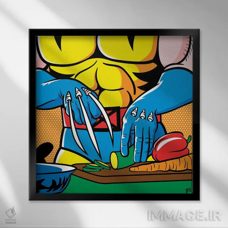 تابلو سالاد برسرکر (غضبآلود) اثر داوی آلوِس - نمای قابدار مشکی