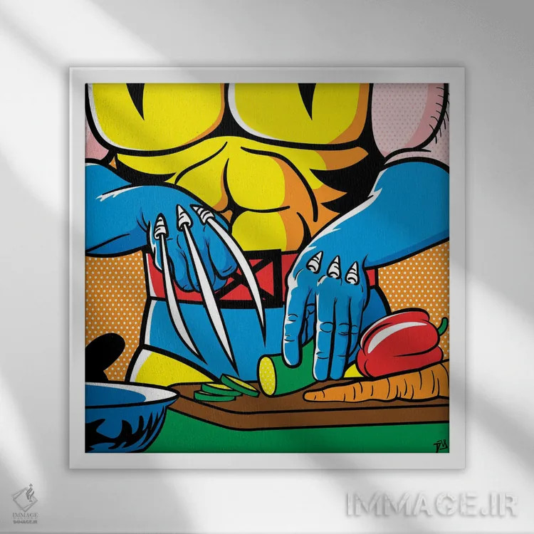 تابلو سالاد برسرکر (غضبآلود) اثر داوی آلوِس - نمای قابدار سفید