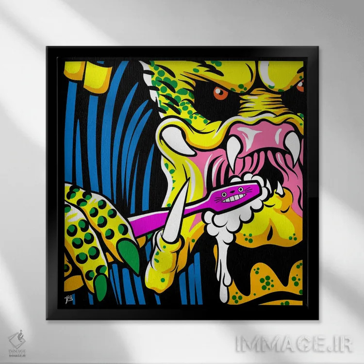 تابلو یک دهان بزرگ و تمیز II اثر داوی آلوِس - نمای قابدار مشکی