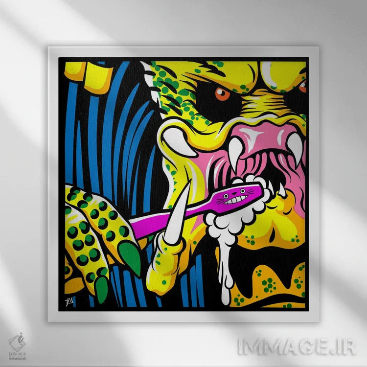 تابلو یک دهان بزرگ و تمیز II اثر داوی آلوِس - نمای قابدار سفید