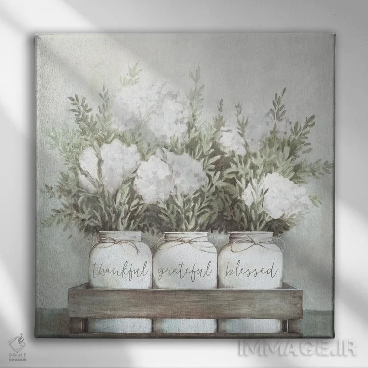 تابلو شیشههای گل سفید اثر داگوود پورتفولیو (استودیو) - نمای روبهرو روی دیوار