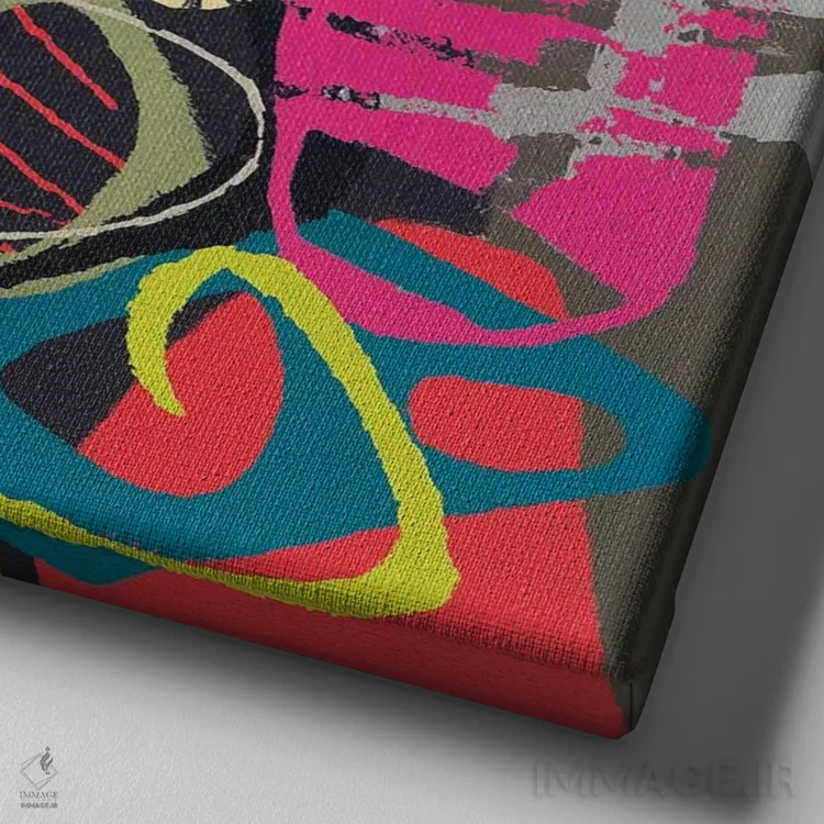 تابلو مکالمهها در انتزاع (شماره ۱۱۱) اثر داونز - نمای نزدیک بافت بوم