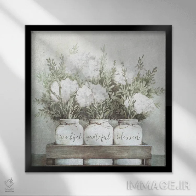 تابلو شیشههای گل سفید اثر داگوود پورتفولیو (استودیو) - نمای قابدار مشکی