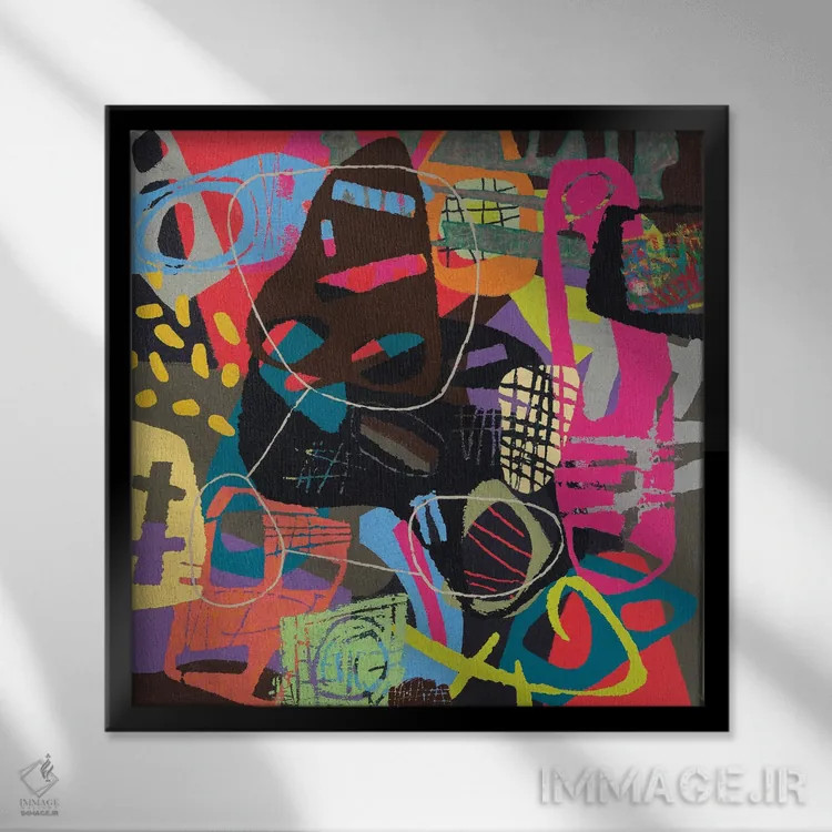 تابلو مکالمهها در انتزاع (شماره ۱۱۱) اثر داونز - نمای قابدار مشکی