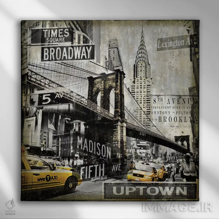 تابلو نمادهای نیویورک سیتی اثر دیلان متیوز - نمای روبهرو روی دیوار