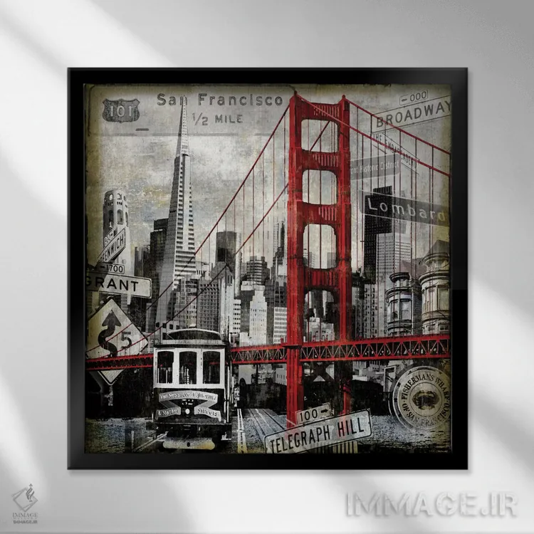 تابلو نمادهای سانفرانسیسکو اثر دیلان متیوز - نمای قابدار مشکی