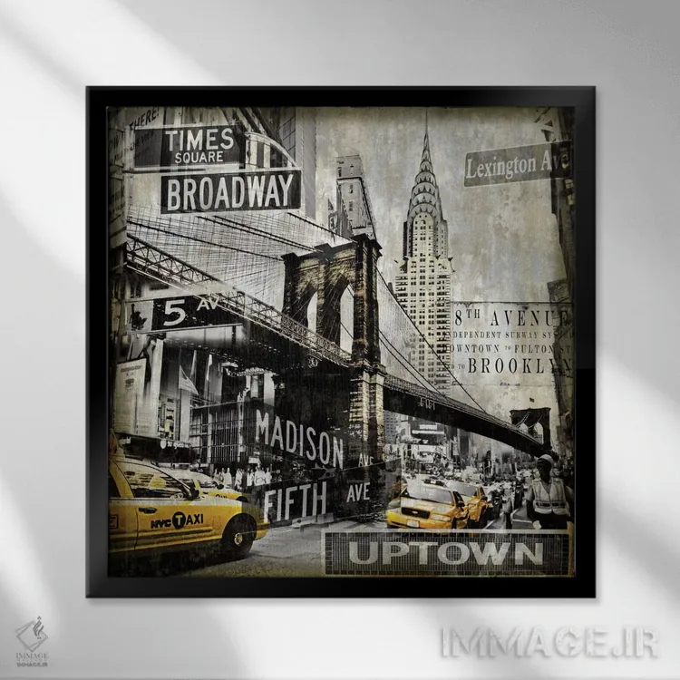 تابلو نمادهای نیویورک سیتی اثر دیلان متیوز - نمای قابدار مشکی