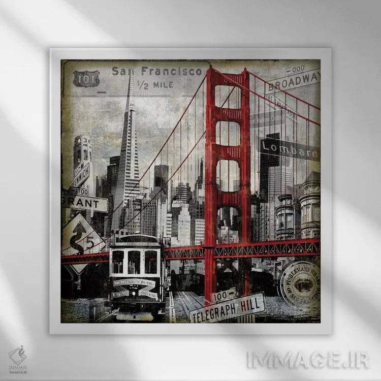 تابلو نمادهای سانفرانسیسکو اثر دیلان متیوز - نمای قابدار سفید