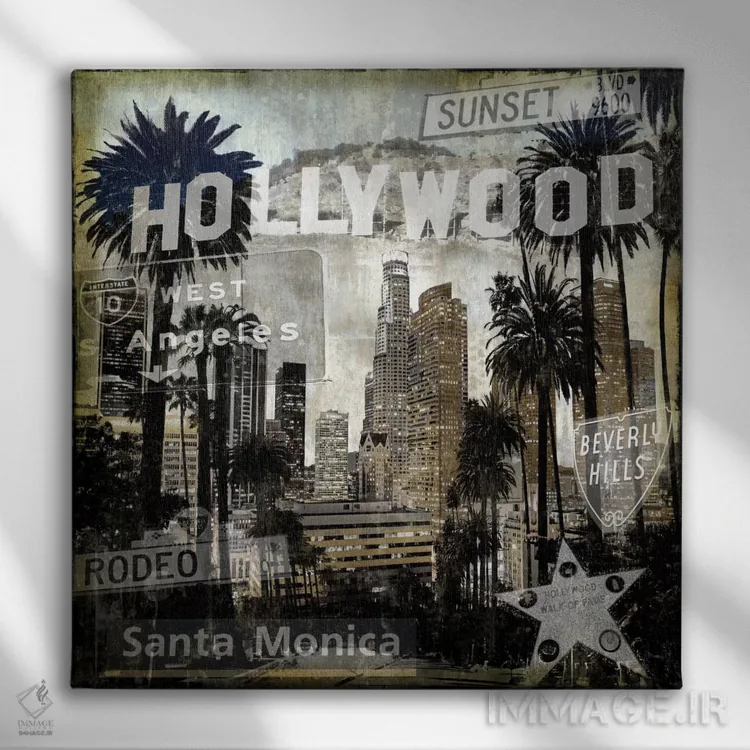 تابلو نمادهای لسآنجلس اثر دیلان متیوز - نمای روبهرو روی دیوار