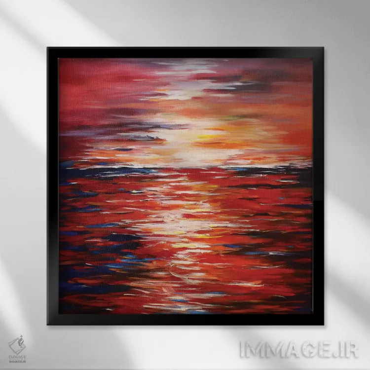 تابلو منظرهٔ انتزاعی در قرمز اثر رباورهاا کریستوا - نمای قابدار مشکی