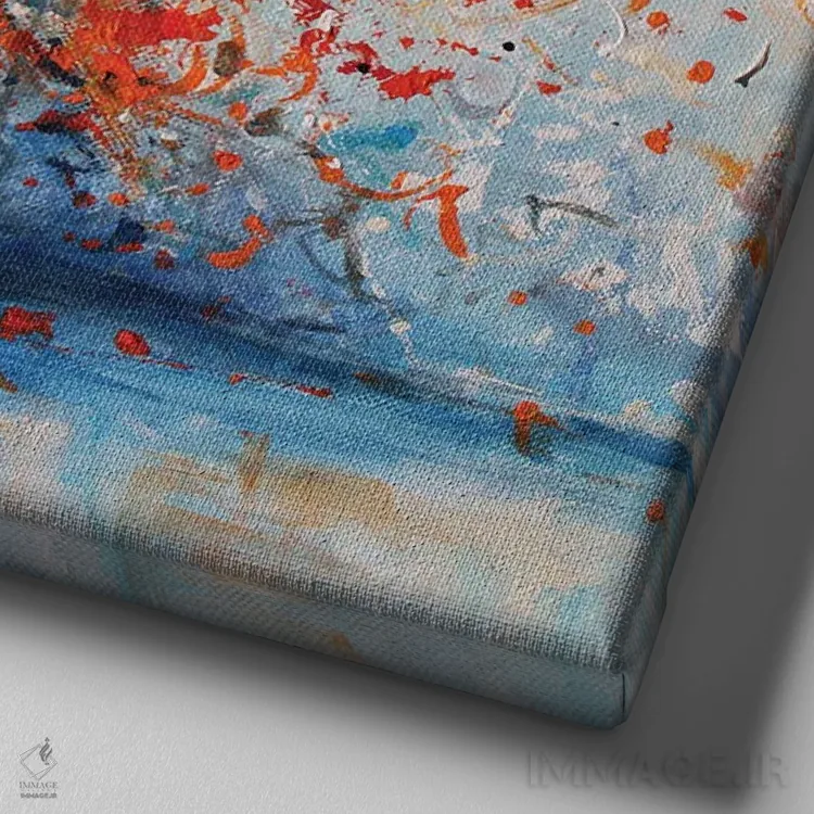 تابلو انفجار گل قرمز اثر اریک برونی - نمای نزدیک بافت بوم