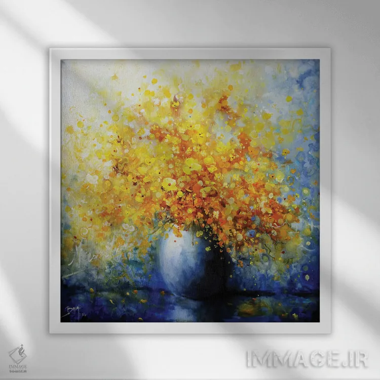 تابلو دستهگل ملودی اثر اریک برونی - نمای قابدار سفید