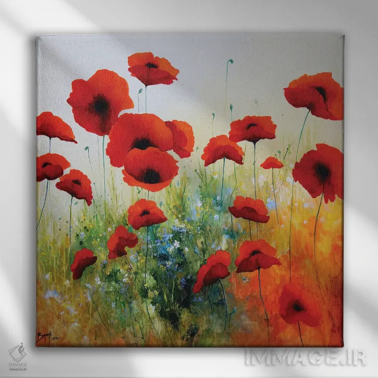 تابلو شقایق جذاب اثر اریک برونی - نمای روبهرو روی دیوار