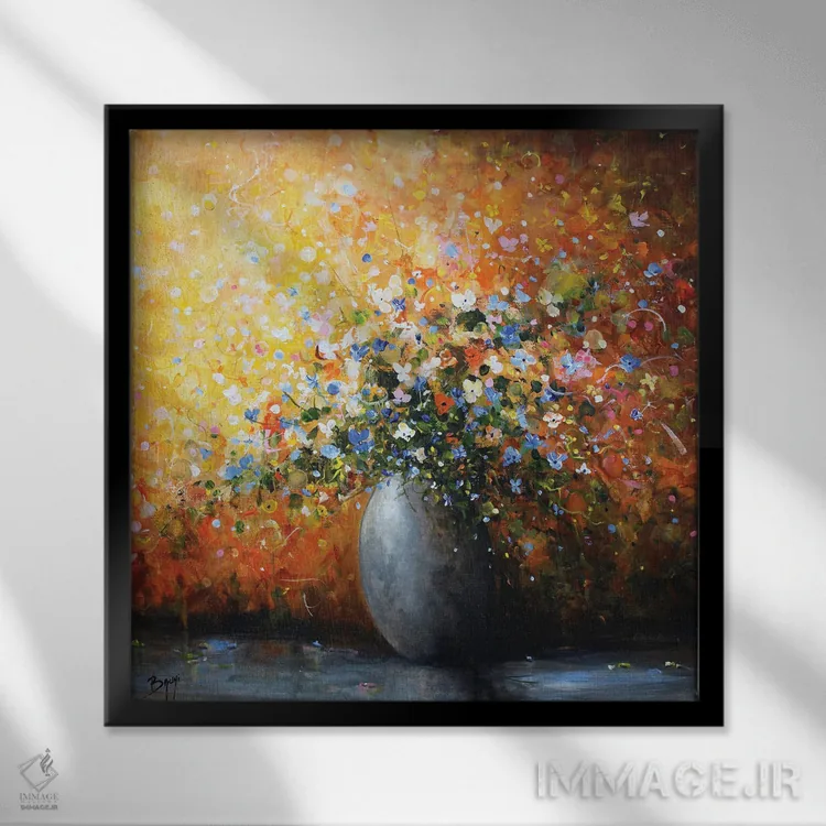 تابلو دستهگل کوچک روستایی اثر اریک برونی - نمای قابدار مشکی