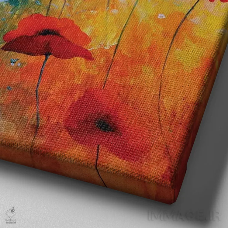 تابلو شقایق جذاب اثر اریک برونی - نمای نزدیک بافت بوم