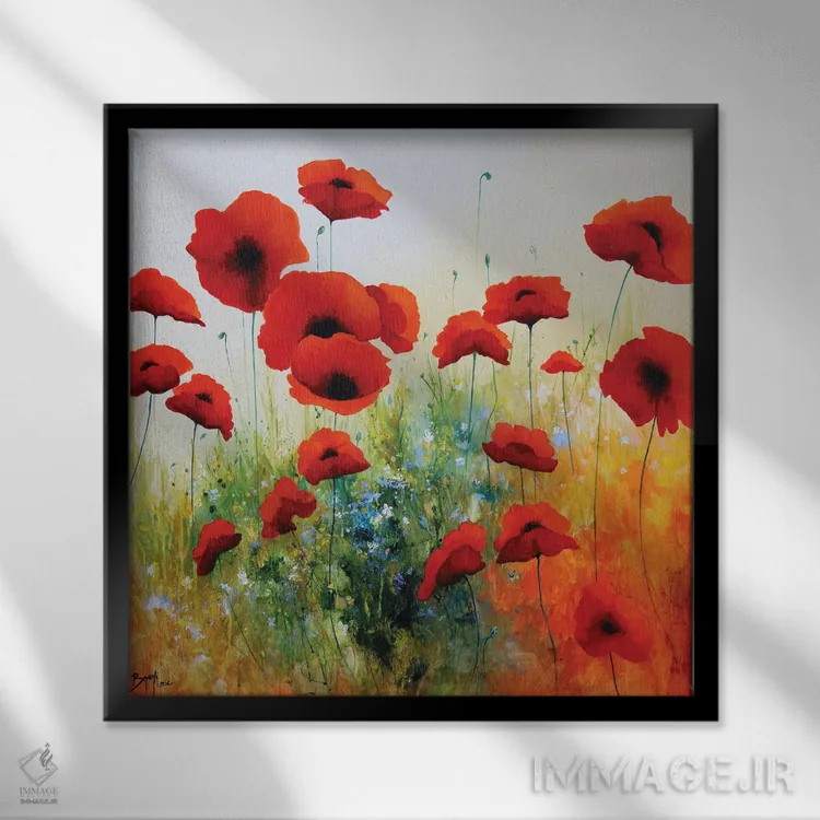 تابلو شقایق جذاب اثر اریک برونی - نمای قابدار مشکی