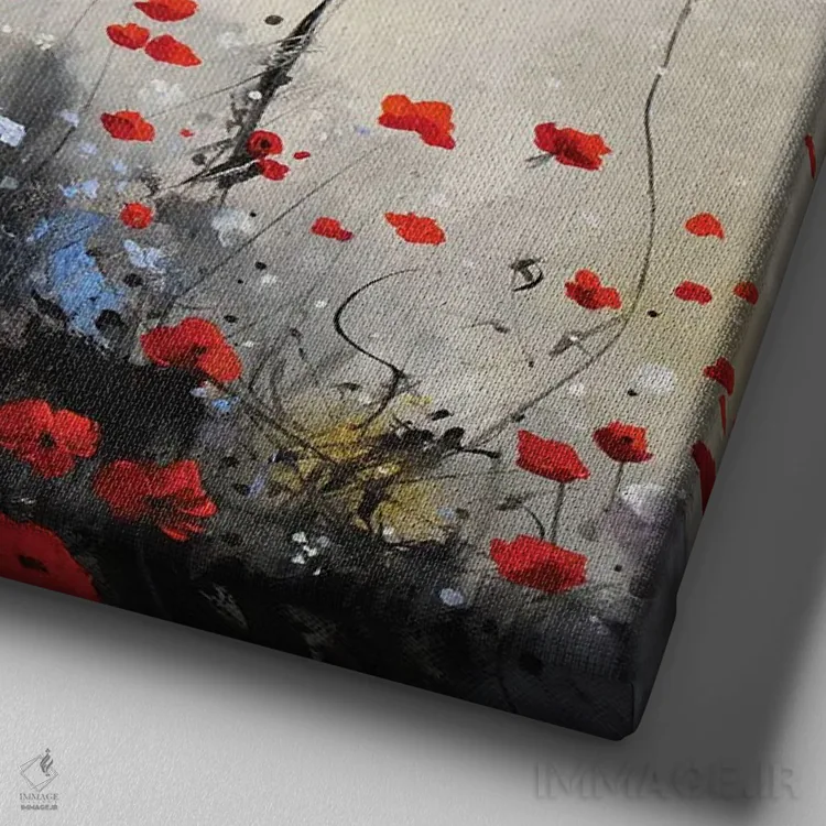 تابلو شقایق غمگین اثر اریک برونی - نمای نزدیک بافت بوم