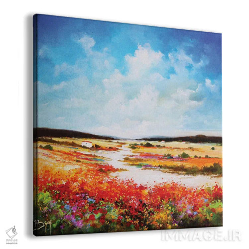 تابلو دشت گلهای قرمز اثر اریک برونی - نمای پرسپکتیو محصول