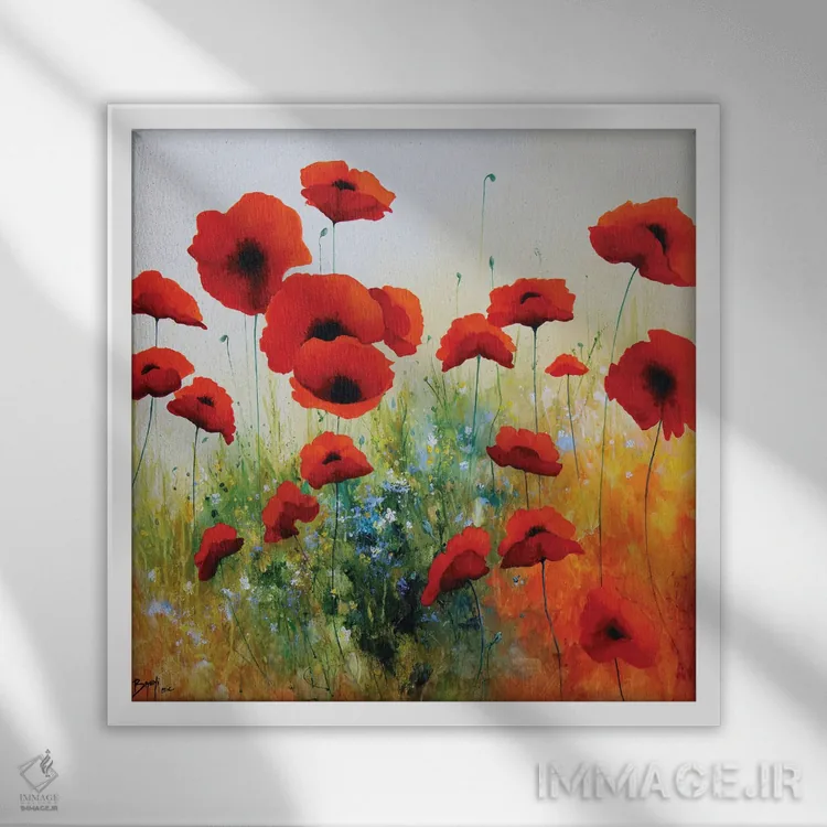 تابلو شقایق جذاب اثر اریک برونی - نمای قابدار سفید