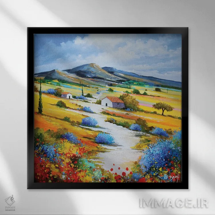 تابلو مسیر پرووانسی (مسیر منطقه پرووانس فرانسه) اثر اریک برونی - نمای قابدار مشکی