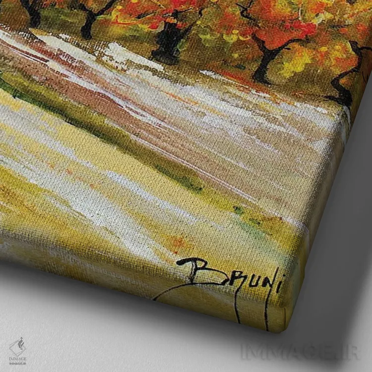 تابلو تاکستانها در پرووانس اثر اریک برونی - نمای نزدیک بافت بوم