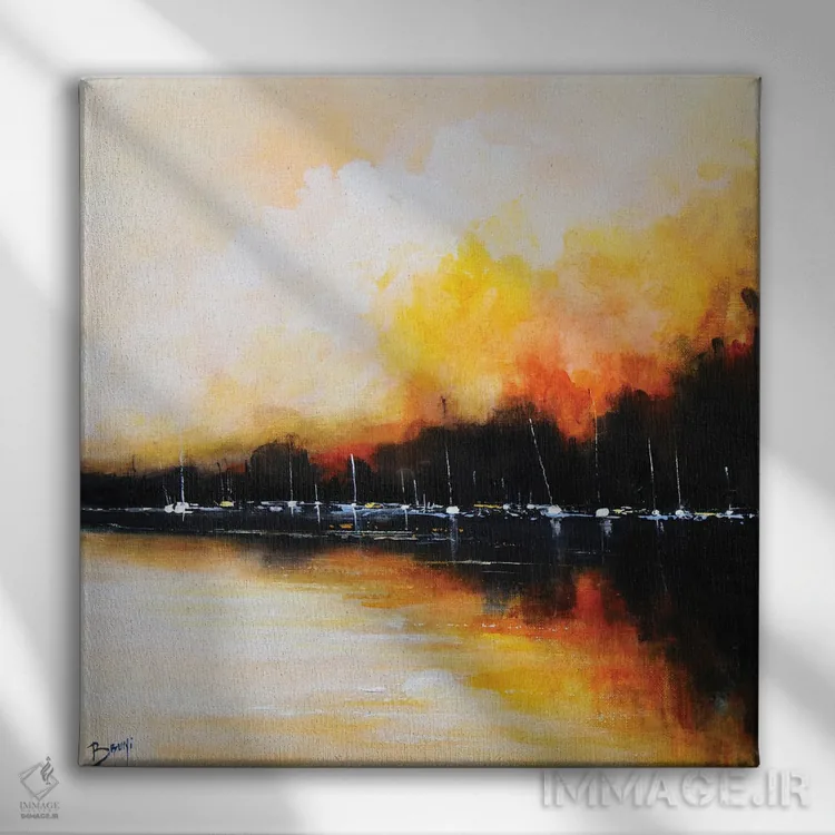 تابلو بازتابها روی دریا اثر اریک برونی - نمای روبهرو روی دیوار