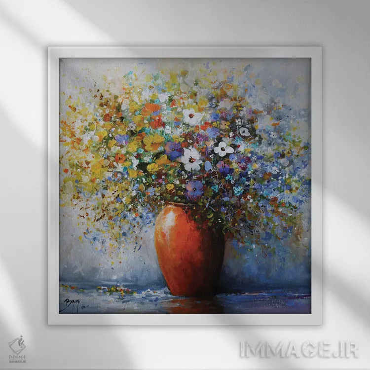 تابلو دستهگل روستایی اثر اریک برونی - نمای قابدار سفید