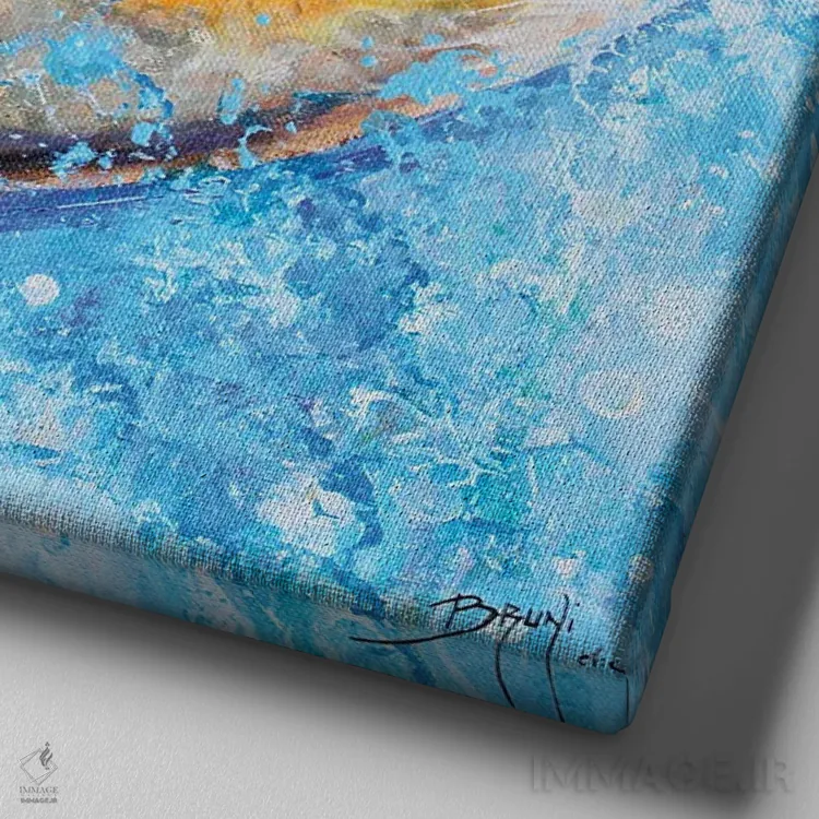 تابلو ماهی زرد اثر اریک برونی - نمای نزدیک بافت بوم